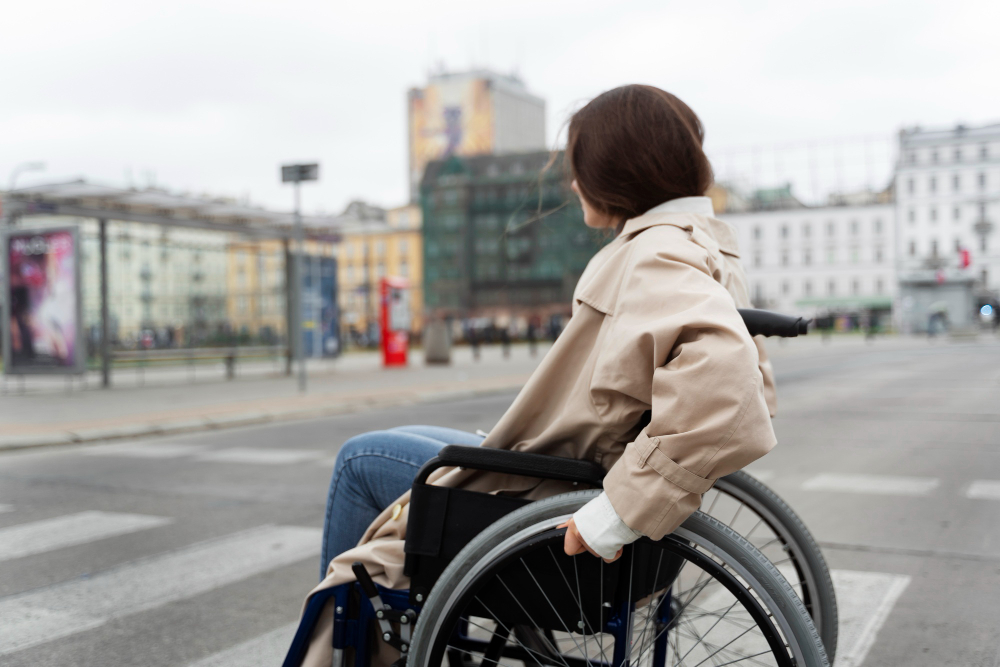 Transport Accident Commission supporting a person using a wheelchair.